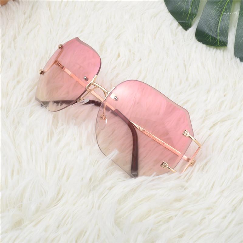 

Sunglasses MINCL/Luxury Women Brand Designer Transparent Female Big Size Clear Lens Gradient Sun Glasses Oversized Rimless FML1