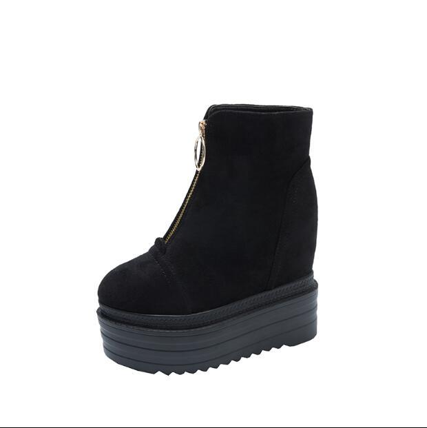 

2020 Wedge with One-inch Super High-heeled Boots, Sponge Cake, Dwaterproof Water, Martin Suede Boots Wx5q, Black