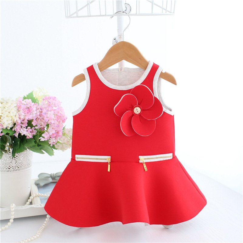 

2021 New Newborn Baby Girls Infant Christmas &clothes Autumn Appliques Flower Kids Party Birthday Christening 0-2t Red Pink 7qya