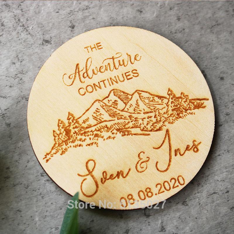 

Adventure wood magnet --Rustic Mountain Wooden Wedding save the date magnets,