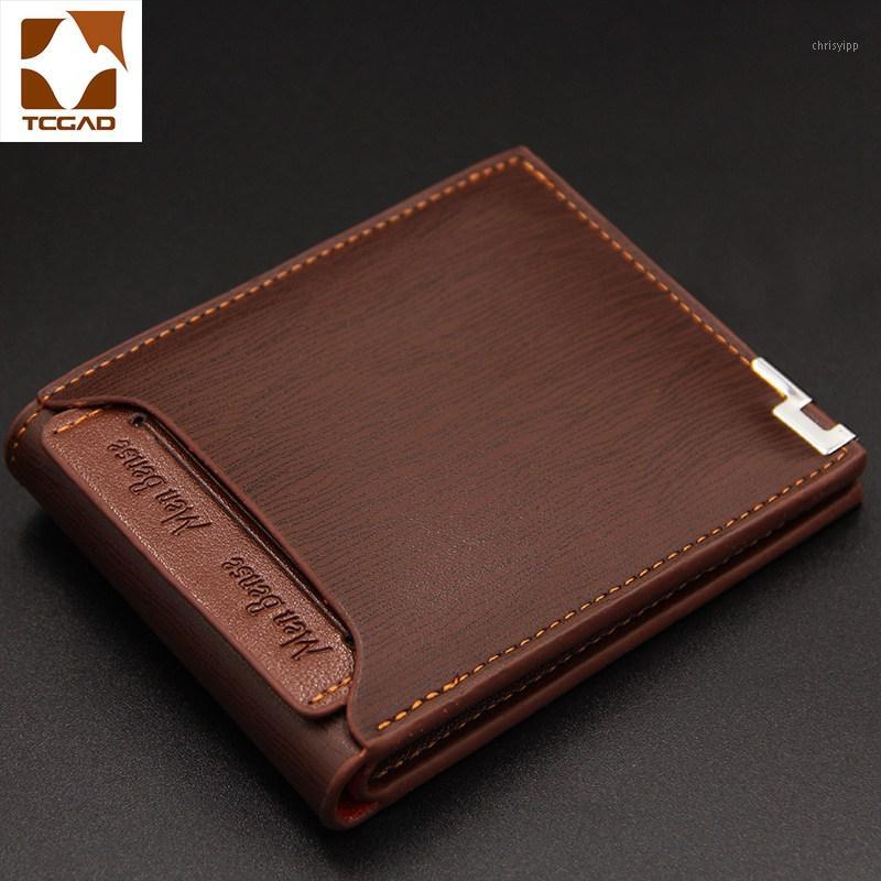 

men's wallet short leather small wallet porte feuille homme pocket purse billetera hombre made of leather genuine carteira slim1, Brown