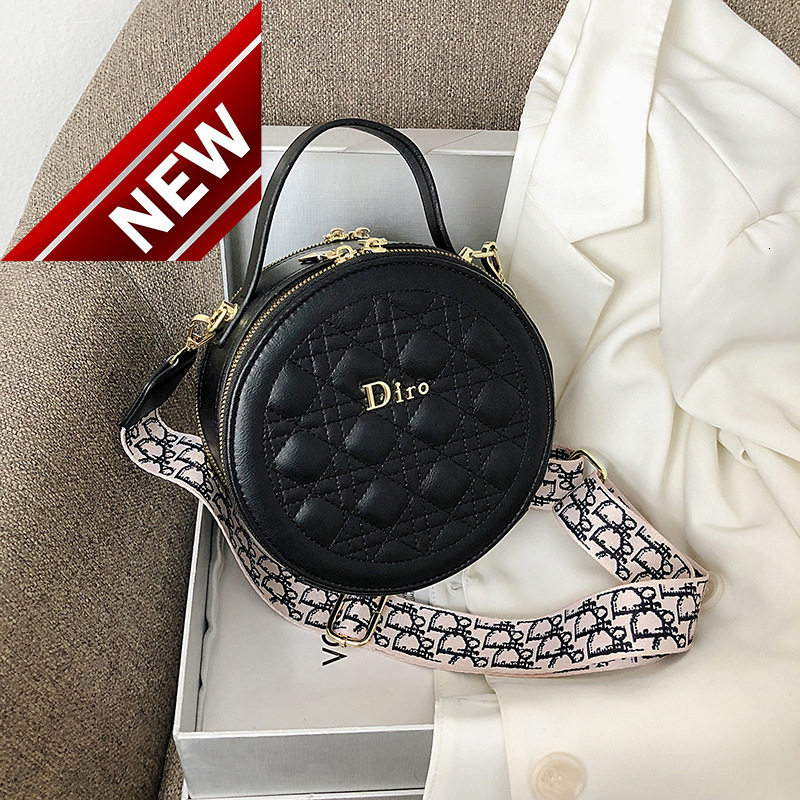 LINGGE Brodé Thread Simple Femme 2022 Nouveau Sac à gâteaux rond Wide Bandoulière d'épaule D Portable Messenger Fashion Factory