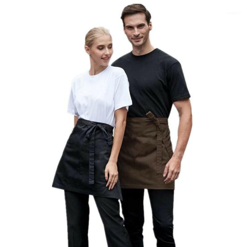 

US Half Short Waist Polyester Apron Waitress Waiter With Pocket Kitchen Cafe Pub1