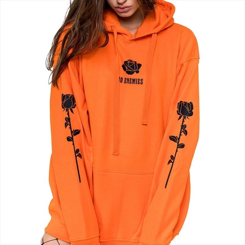 Oversized Women Hoodies Rose Pattern Sweatshirt Unisex Tumblr Hispter Pullover Autumn Outwear Fashion Plus Size clothes
