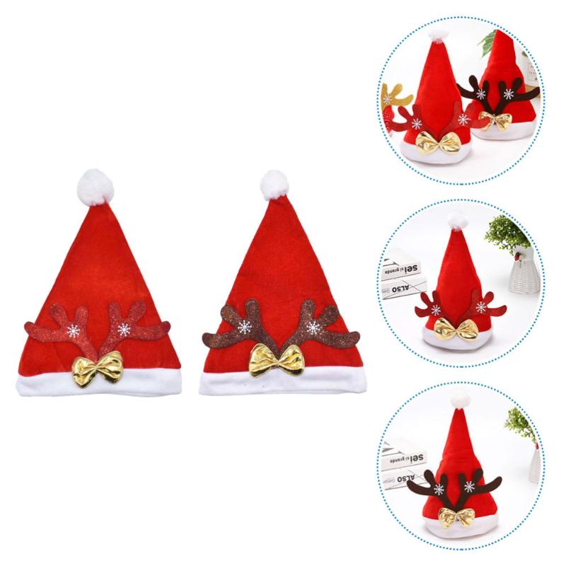 

2Pcs Christmas Hat Antler Decorated Hat Christmas Cap Headdress for Adults