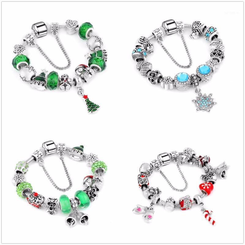 

Christmas Vintage Silver plated Charm Bangle & Bracelet with Tree of life Pendant & Pink Crystal Ball P Bracelet Dropshipping1