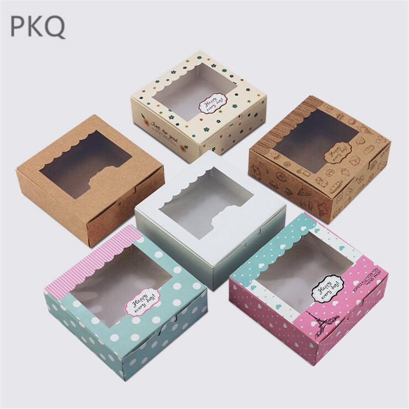 

20pcs Cupcake box with window White Brown kraft paper Boxes Dessert Mousse Packaging Box 4/6/8 Cup Cake Holders wholesale