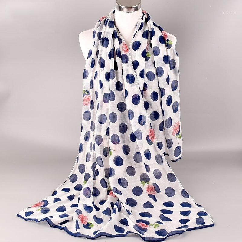 

Scarves 180-90CM Woman Scarf Autumn Dot Wave Point Printed Voile Soft Neckerchief Kerchief Fashion Orthopedic Shawl Mrs Muffler1