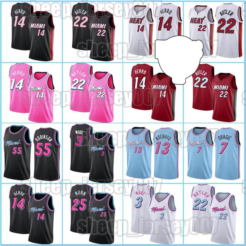 

Jimmy 22 Butler Miami Heat Jersey Tyler 14 Herro Dwyane 3 Wade Goran 7 Dragic Bam 13 Adebayo Jersey Duncan 55 Robinson 2021, Black;red