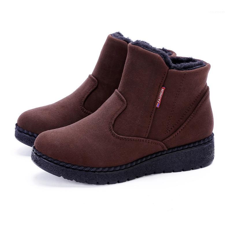

Women's Short Boots Winter Platform Bootie Outdoor Flock Footwear Warm Shoes woman Warmer Hiking Snow Boots chaussures femme1, Black