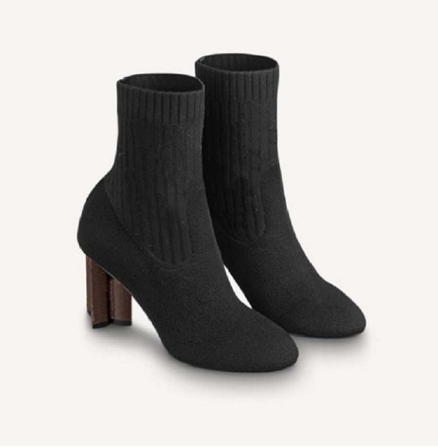

Socks boots autumn winter women shoes Knitted elastic boots sexy Letter Martin boots Thick heels woman High-heeled shoes Large size 35-41 22, Black