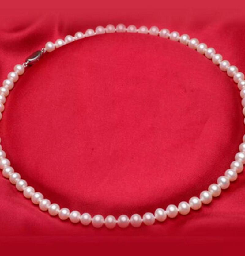 

Chains Fashion +7-8mm White Round Natural Freshwater Single Pearl Necklace