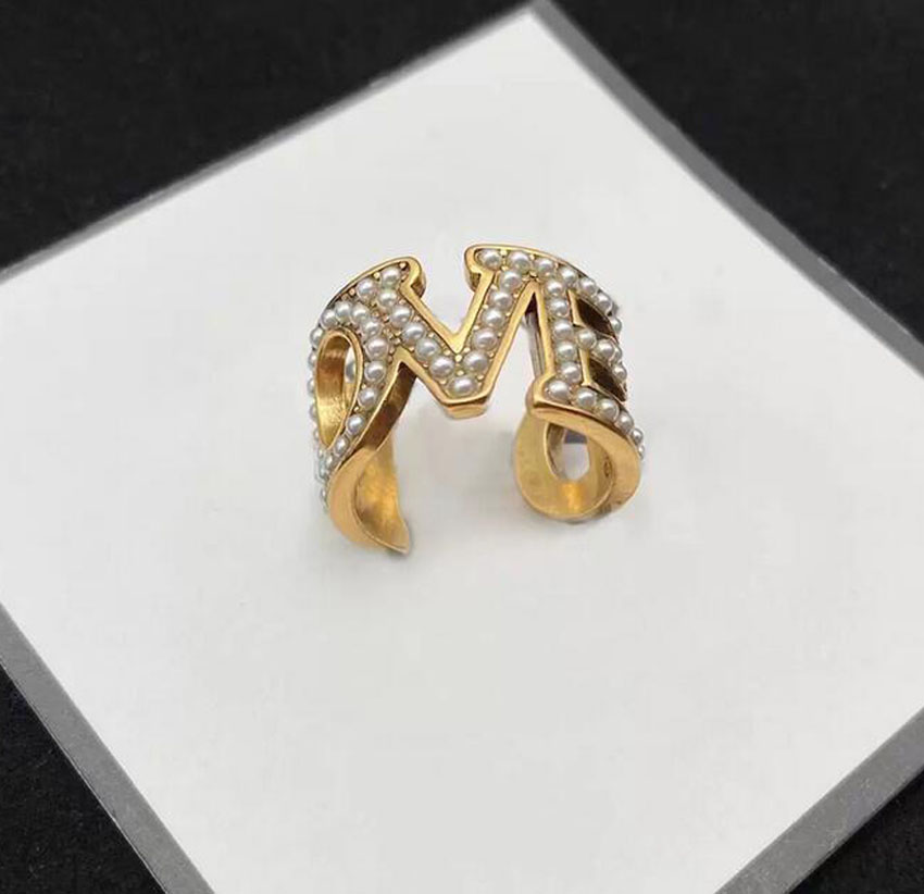 

Fashion Pearl Open Ring Bague Simple Personality Luxury Designer For Women Lady Love Jewelry Party Wedding Engagement Rings Gift