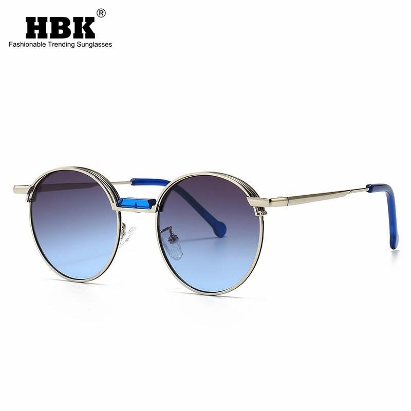 

HBK 2021 Classic Small Frame Round Sunglasses Punk Women Men Brand Designer Alloy Metal Sun Glasses Vintage UV400 Vintage Drivin
