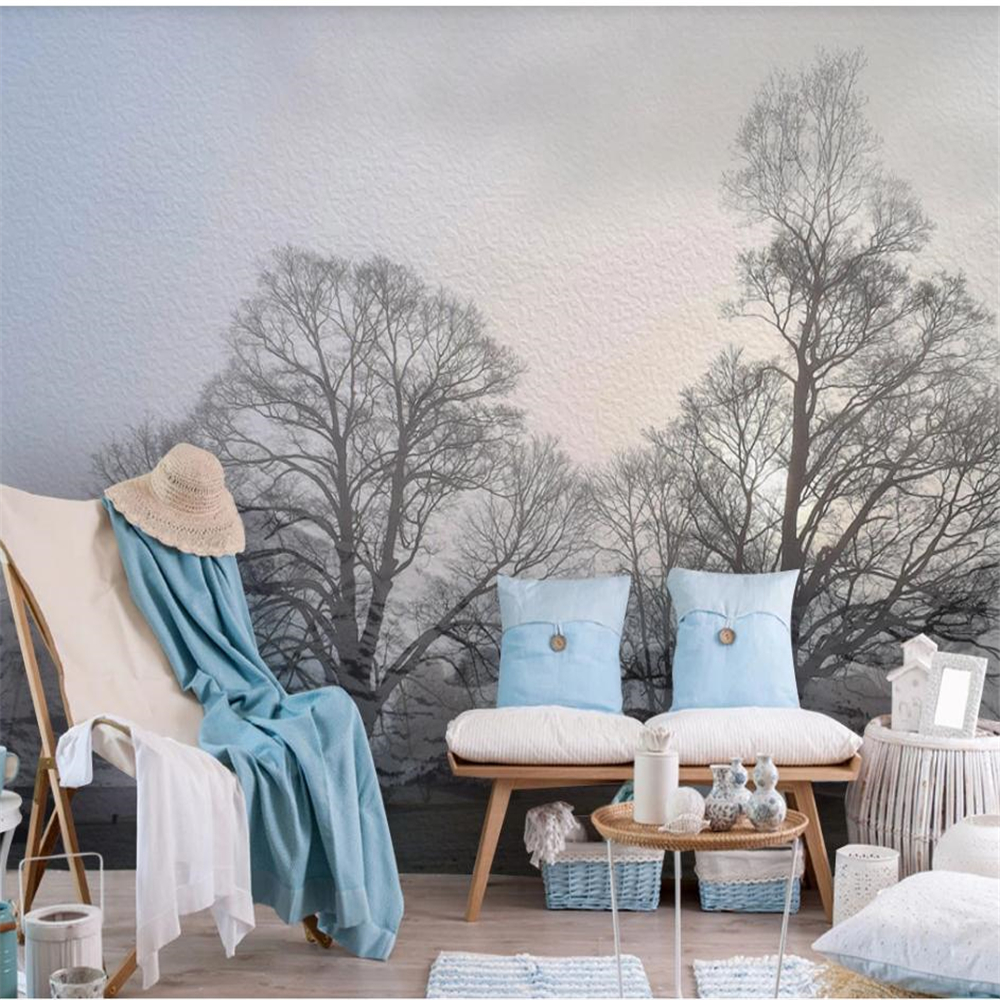 

3d stereoscopic wallpaper Big tree small tree natural scenery wallpapers large background wall paper, Black