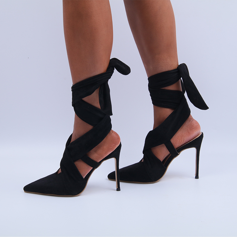 

2021 New Sexy Heels Female Fashion Stiletto Lace to Party Ladies Spring Shoes LAFN LAFN, Black