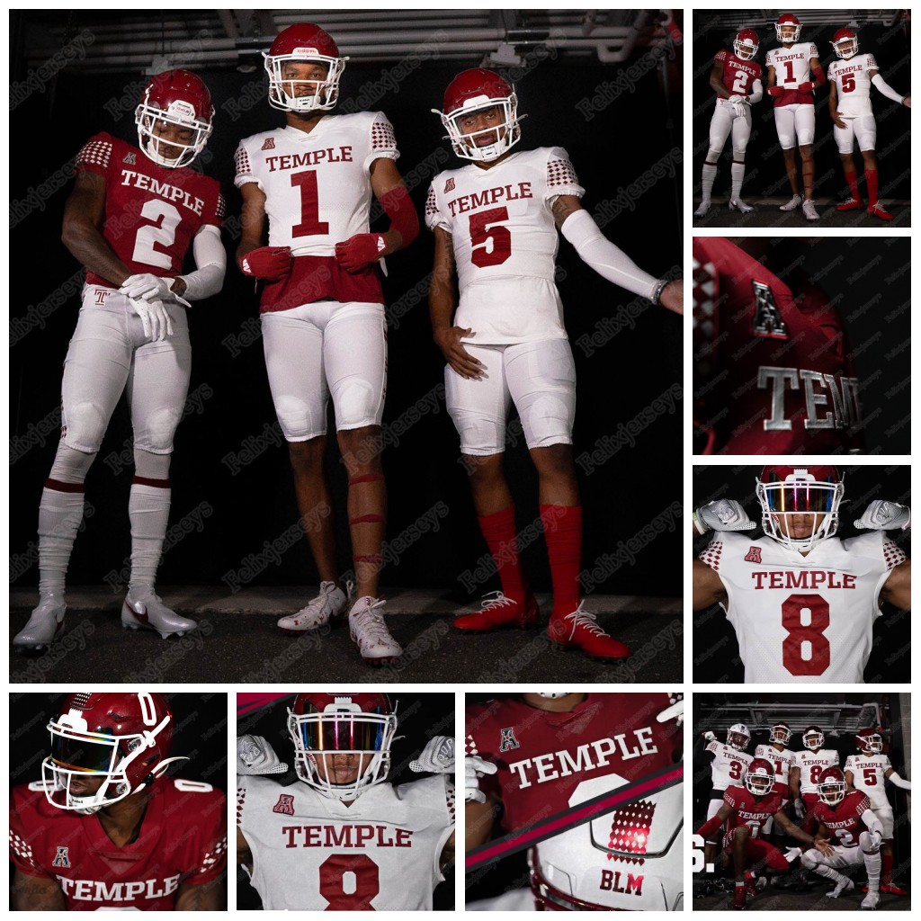 

2020 Temple Owls Trad Beatty Anthony Russo Mariano Valenti Matthew Vitale Re-al Mitchell Kamal Gray Matt Duncan NCAA College Football Jersey, White mens s-xxxl