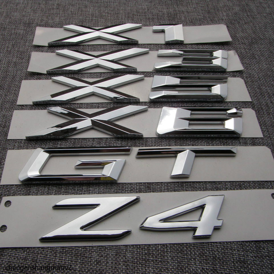 

Chrome ABS Number Letters Word Car Trunk Badge Emblem Letter Decal Sticker for BMW 3 Series GT 5 Series GT X1 X3 X5 X6 Z4