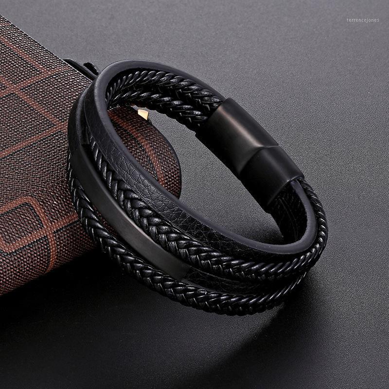 

Tennis Geometric Stainless Steel Accessories Combination Leather Men's Bracelet Classic Multi-layer Luxury Style For Handsome Boys Gift