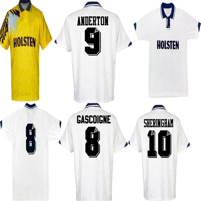 

Gascoigne retro soccer jersey 1991 1993 1994 1995 Mabbutt Ruddock Sheringham Lineker Cundy maillot de foot vintage classic football shirt, White