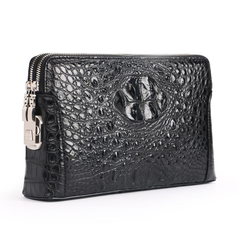 

Luxurious2020 Crocodile Leather Skull Business Cross Clip Men's Handbag, Password 2034 brown