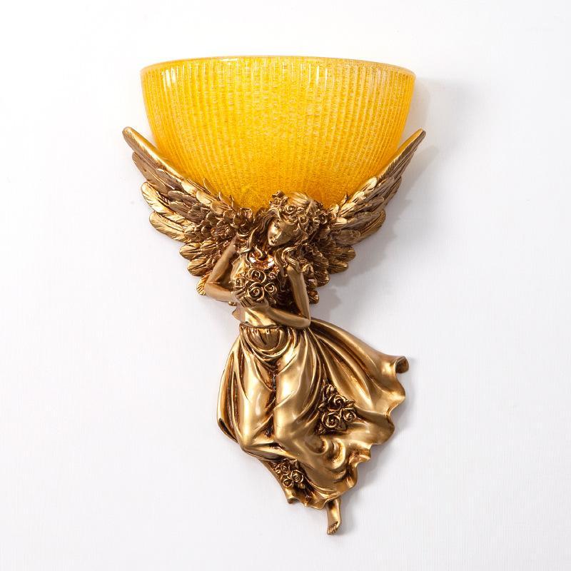 

European Art Wall Lamp Creative Angel Resin Wall Lamp Bedside Living Room Stairway Engineering Background Sconce Lights1