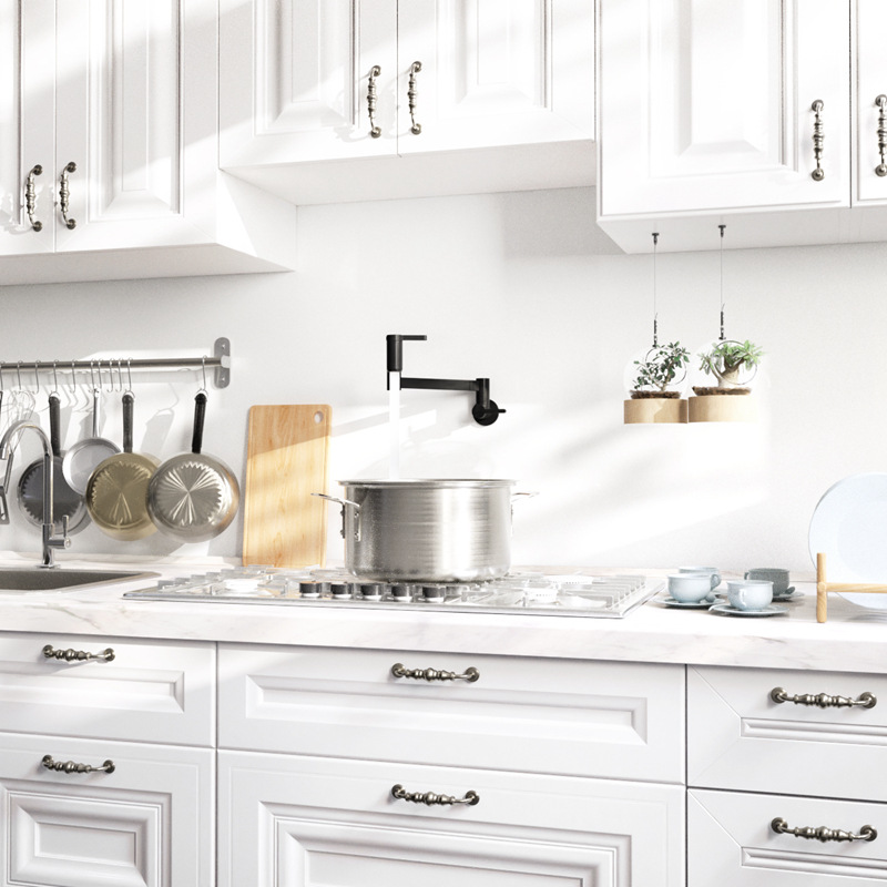 

Folding Square Kitchen Faucet Wall-Mounted Straight Open Double Lead-Free Copper Open Faucet CuPc North America 4 Colors