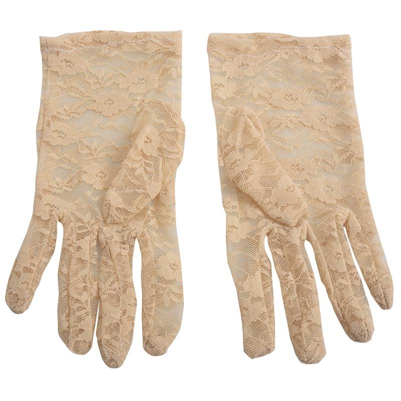 

Five Fingers Gloves Elegant Ladies Short Lace Costume, Available In Beige