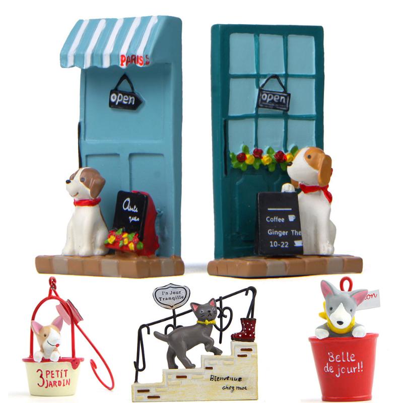 

Zakka Resin Craft Lovely Dog Cat Puppy Bonsai Miniatures Figurine pot Terrariums Toys Garden Stands Decoration Animal Ornaments