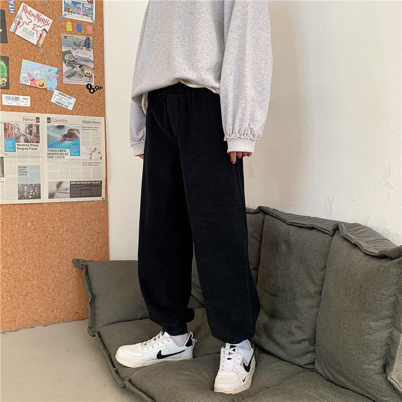 

Men's Trousers 2021 Spring and Winter New Self-cultivation, Retro Pants, Short, Haphazard Young S164, Black