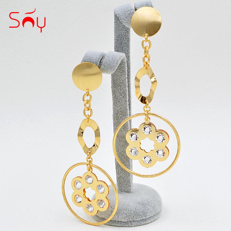 

Sunny Jewelry Big Round Hanging Earrings Fashion Earrings Long Drop Dangle For Women Bowknot Cubic Zirconia