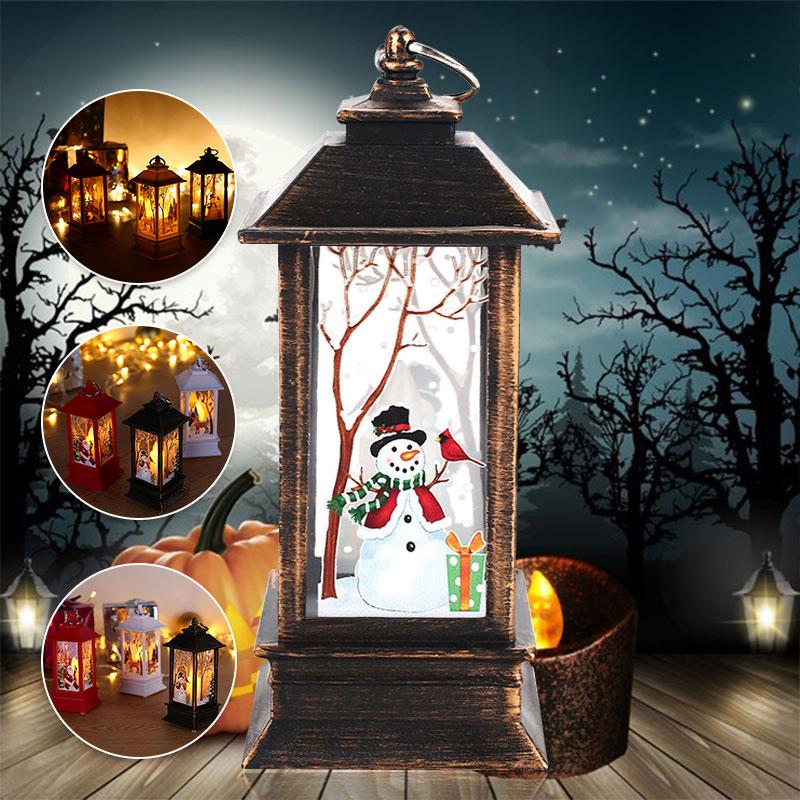 

Wooden Street Lamp Beautiful Christmas Candlestick Candle Home Decoration Flame Light for Xmas Party Gift Santa Claus Hanging