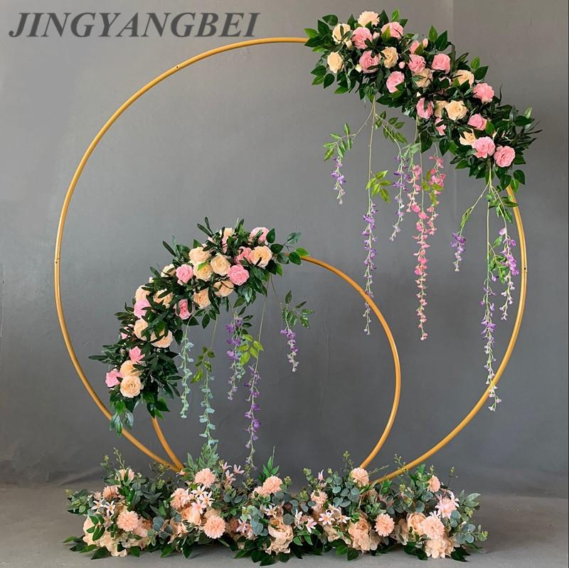 

Wedding Arch Wrought Iron Ring Arch Decor Artificial Flowers Wedding Backdrop Decor Outdoor Lawn Party Event Flower Stand Shelf, White