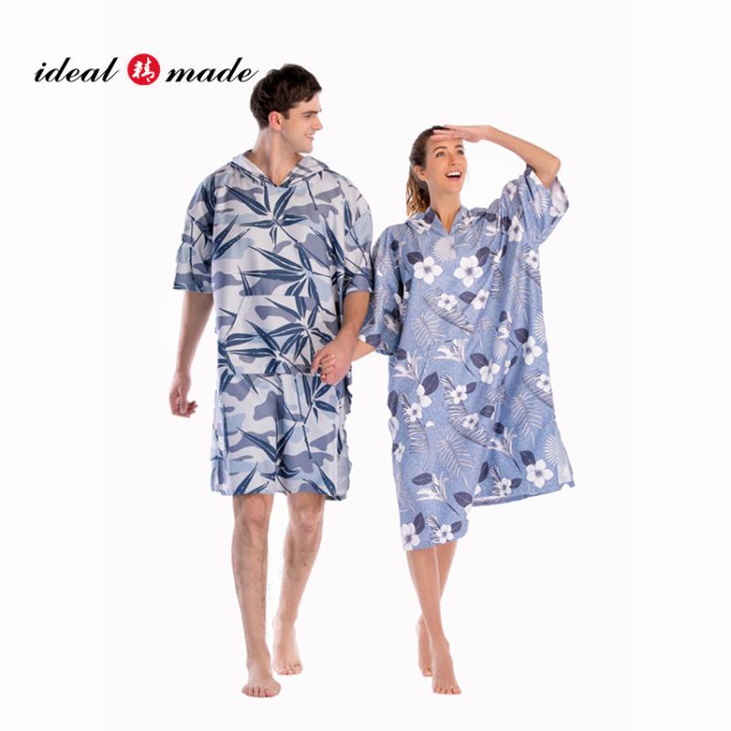 

2021 New design! light weight Microfiber full size sublimation printing hooded beach poncho for surfing cloth changing