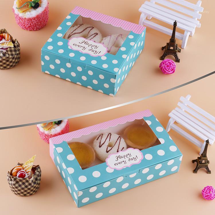 

12 pcs gift box packaging wedding favor paper cake box cookie candy handmade cupcake birthday party present with window dots1