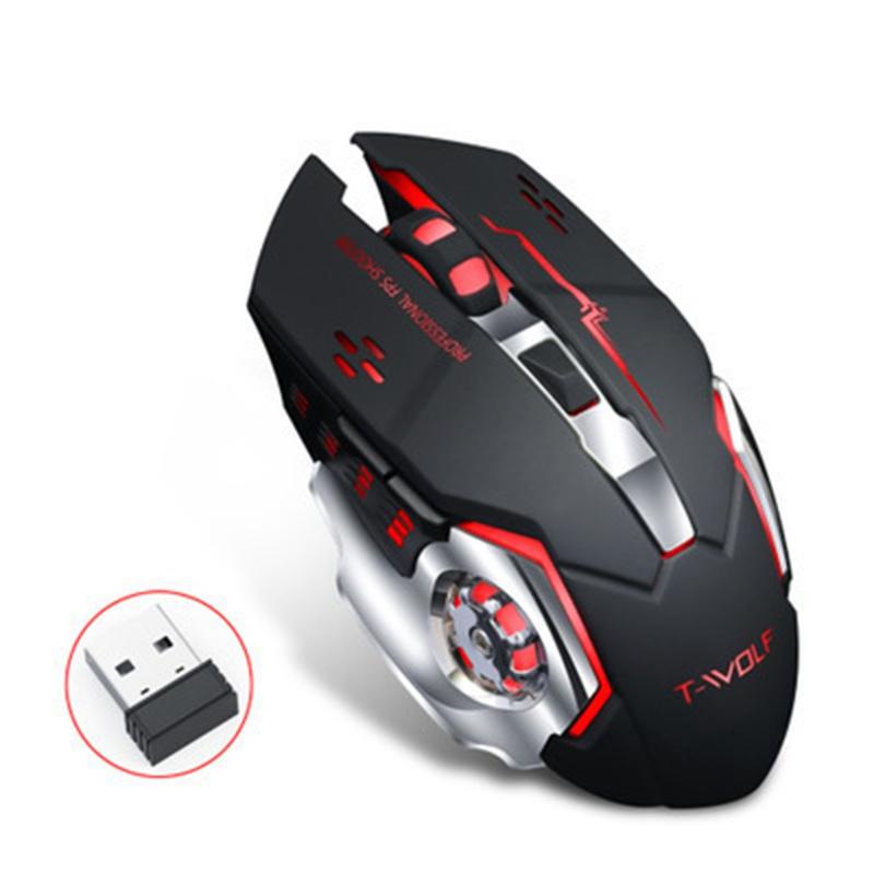 

Q13 Rechargeable Wireless Mouse Silent Ergonomic Gaming Mice 6 Keys RGB Backlight 2400 DPI for Laptop Computer Pro Gamer