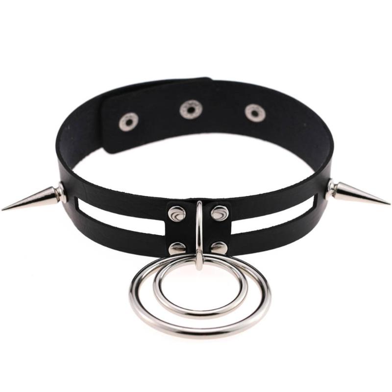

Black Goth choker Collar Punk necklace Spike Leather Choker women girls Trendy Rock Sexy Harajuku witch Gothic jewelry