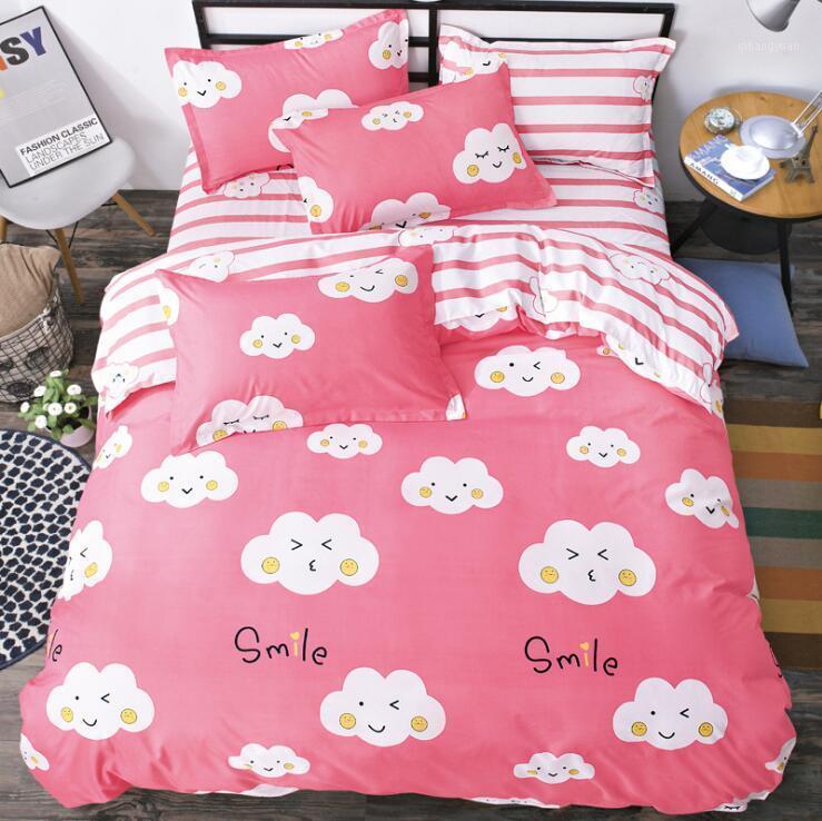 

Home Textile Cute cloud Bedding Set Cartoon Cotton Bed Linen for Children Boys Girl Gift Duvet Cover Flat Sheet Pillowcase1