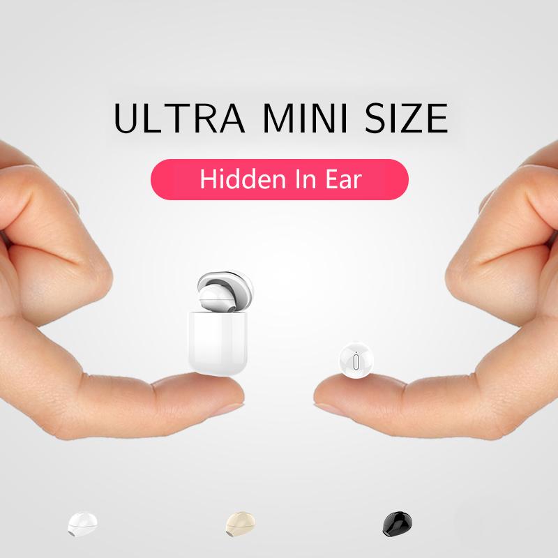 

SQRMINI X20 Ultra Mini Wireless Single Earphone Hidden Small Bluetooth 3 hours Music Play Button Control Earbud With Charge Case, White