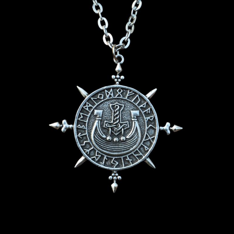

12pcs SanLan Vintage Viking Ship pendant masculine necklace Norse Jewelry vikings board talisman amulet necklace Men's jewelry