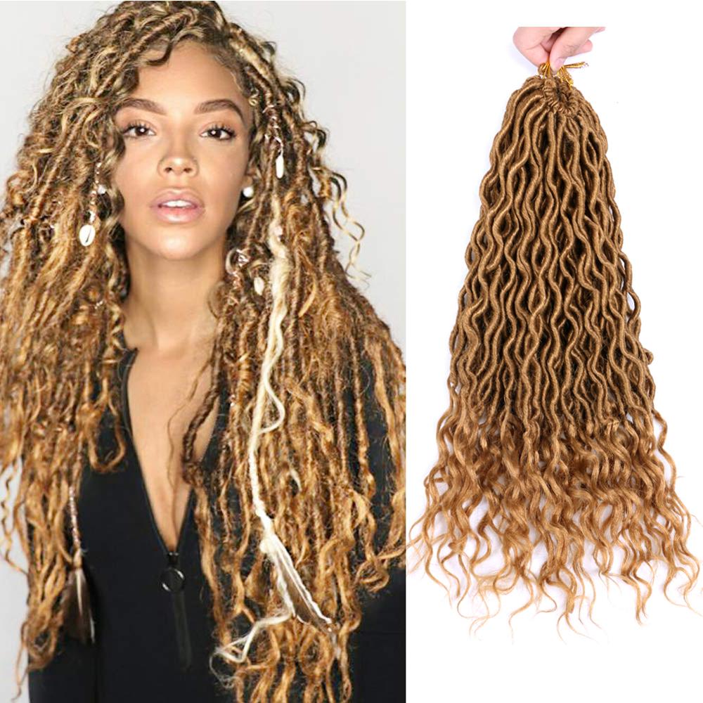

Synthetic Crochet Braids Hair 18" 24Strands/pcs Blonde Dreadlocks Hair Extensions Wave Goddess Faux Locs Crochet Hair, 27