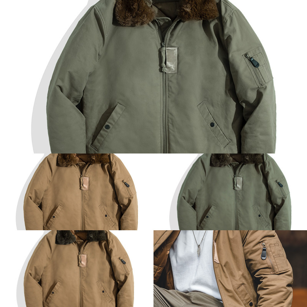 

Maden Winter B15 Jackets Men American Retro Bomber Air Force Bomber Jacket Coat Fall Padded Fleece Collar Coats Men's Clothing Q1221, Black;brown