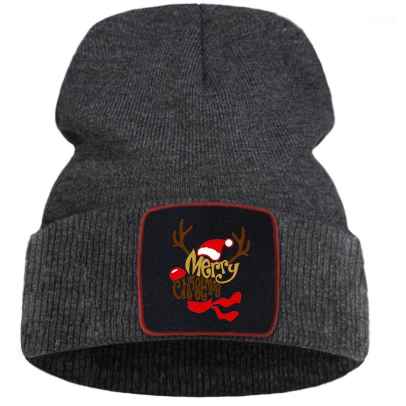 

Fashion Cool Font Elk Christmas Theme Print Winter Hat For Girl Outdoor Warm Mens Knitted Hats Cotoon Hip Hop Women Autumn Cap1