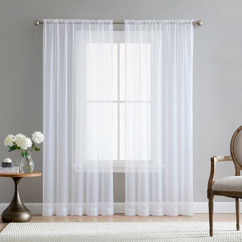 

2Pcs Super Soft Great Hand Feeling White Tulle Curtains for Living Room Decoration Modern Veil Chiffon Solid Sheer Voile