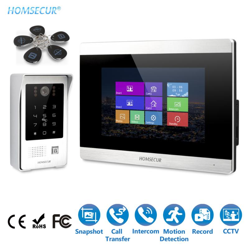 

HOMSECUR 4 Wire 7" Video Door Intercom Call System RFID Password Access 800TVL IP65 Camera with Recording Snapshot Functions
