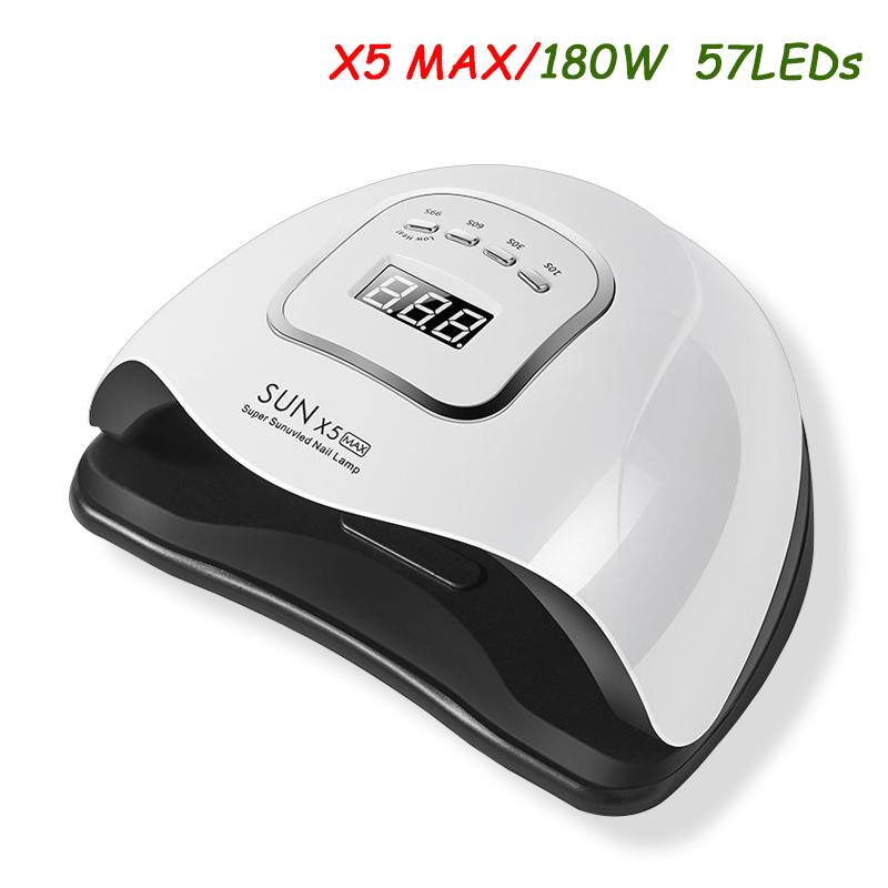 

NEW SUNX5 Max 180/120W Led Ongle Lamp Nail Dryer 57 LEDs UV Ice Lamp For Drying Gel Polish 10/30/60/99s Timer Manicure, Sun x3-54w