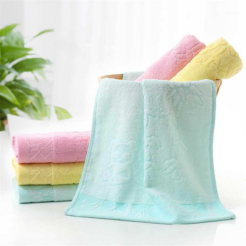 

New Face Towel Bamboo Fiber Panda Cartoon Embroidered Comfortable Face Hand Towels For Children Cleaning Washcloth V58461, Pink