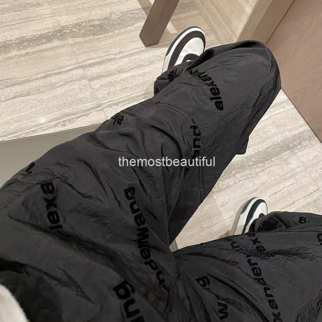 

Women's Pants & Capris Aw Dawang family casual pants female spring celebrity style flocking letter embellishment craft elastic waist solid color overalls, Black