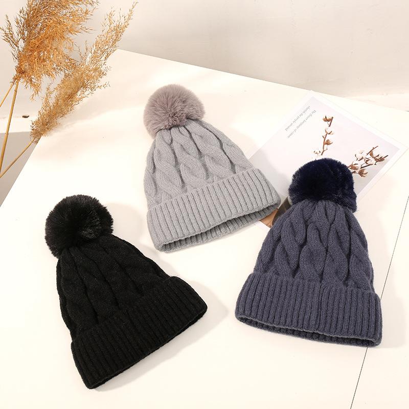 

Hairy Ball Woolen Hat Women's Autumn And Winter Thickening Warm Hat Korean Version Of The Wild Retro Knitted Student Art Cap