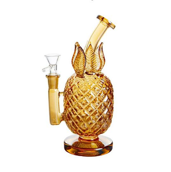 

Hookahs Shisha Gold Pineapple Bongs Water Pipes Bubbler Recycler Dab rigs Smoke Glasses Pipe With 14mm joint